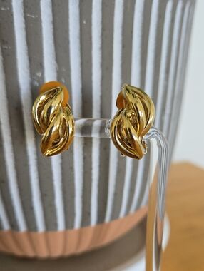 Gold-Tone Twisted Clip-On Earrings